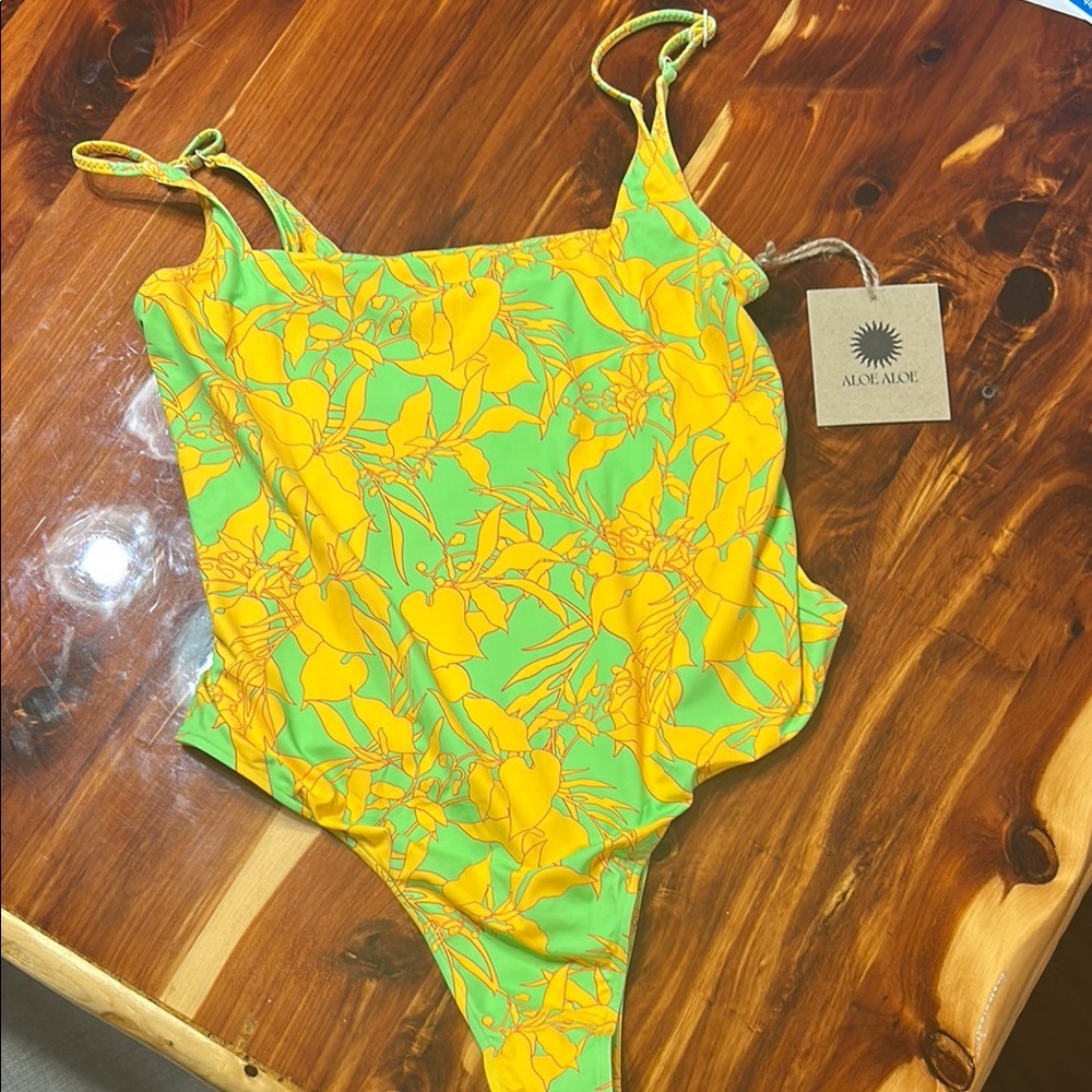 Aloé Aloé Yellow and Green Floral Swimsuit